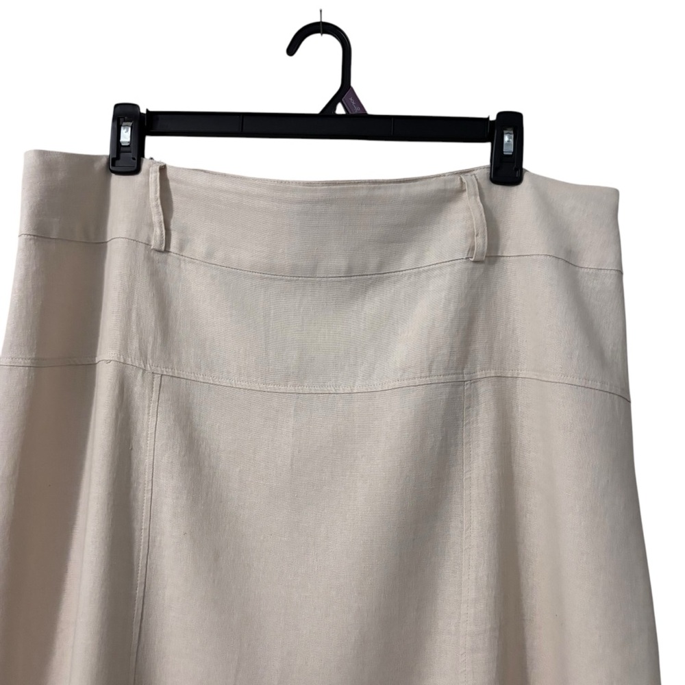 Athena Maria midi seamed skirt Linen blend side zip khaki Women's Size XL - Picture 4 of 10